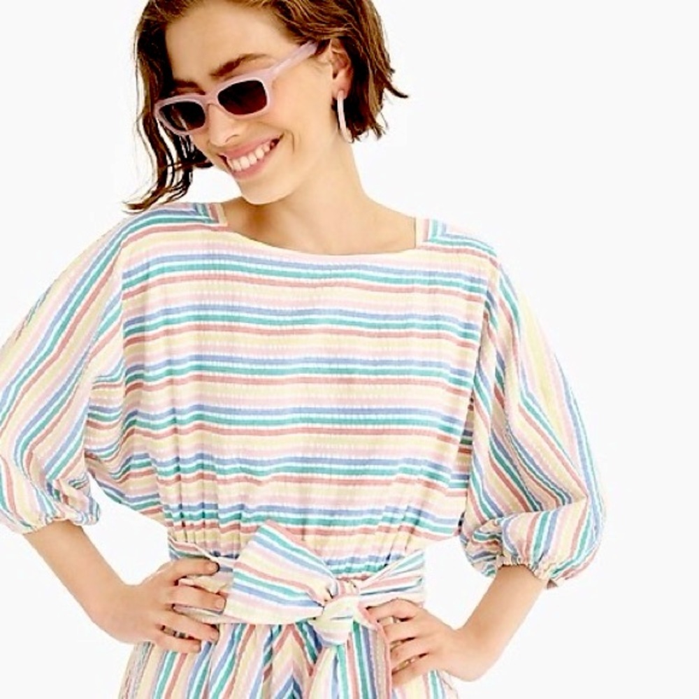 JCREW RAINBOW SEERSUCKER DRESS SM